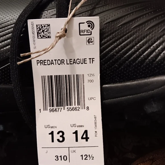 Adidas Predator League LL Firm Ground Black Soccer Cleats (IF6377) Men’s Sz 13 - Picture 13 of 13